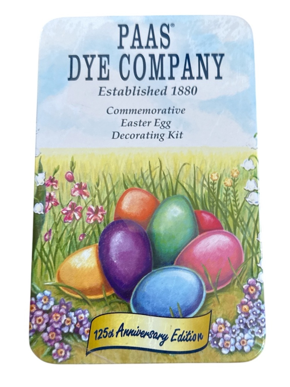 2004 vintage tin PAAS Dye Company Commemorative Easter Egg Decorating Kit